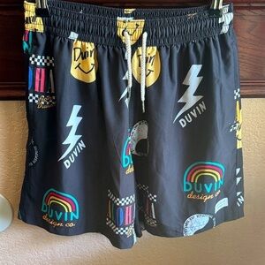 Duvin Youth Kids Size XL 16 Years Black Graphic Swim Trunks Swimwear Shorts